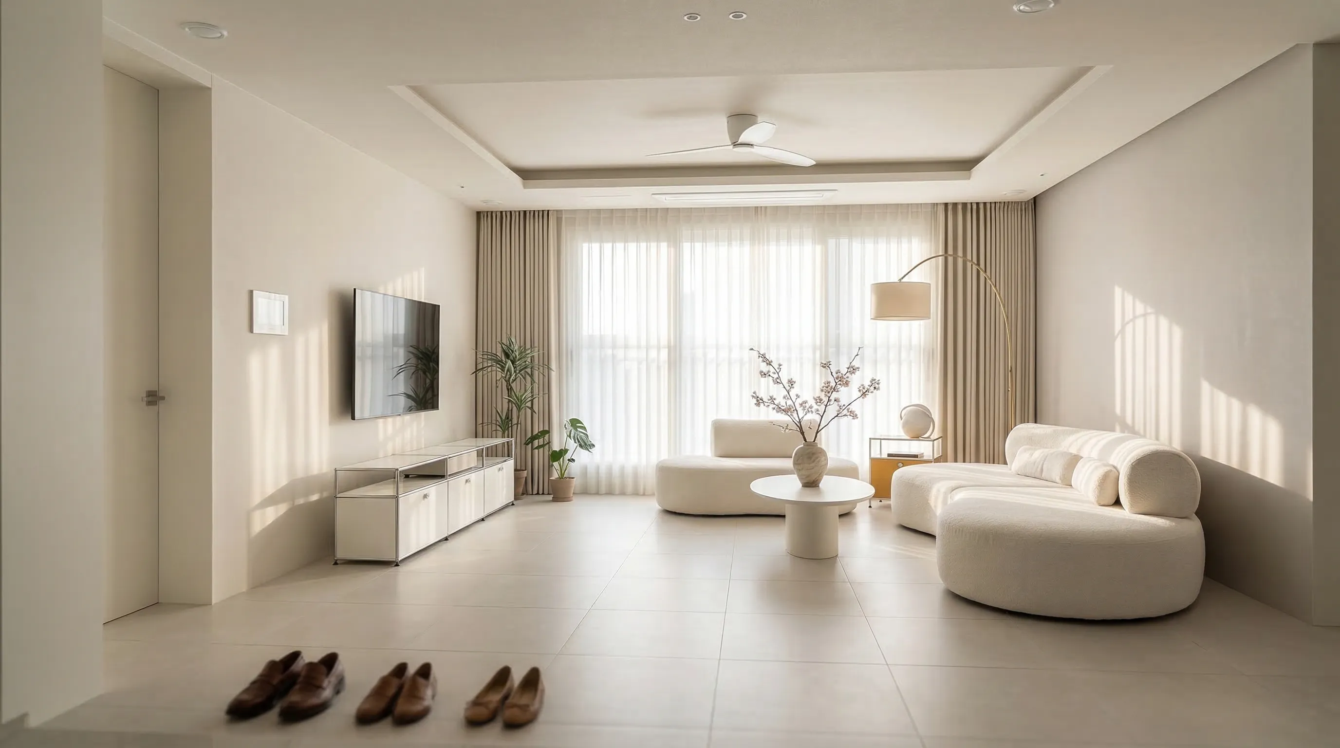 화이트톤 거실 인테리어