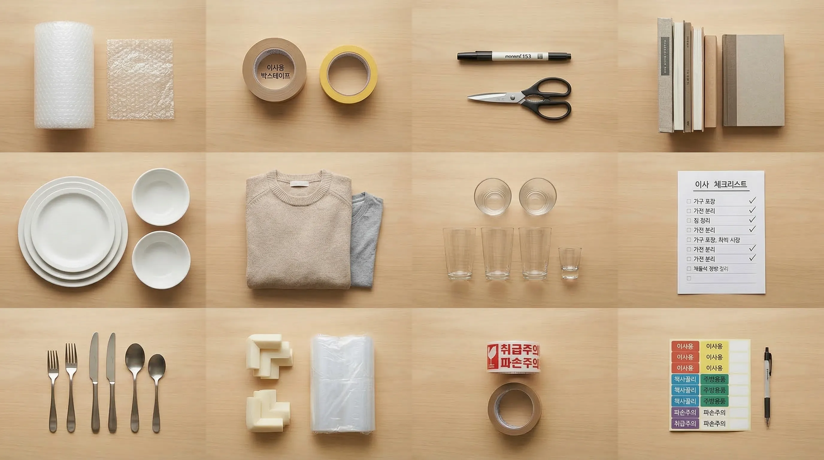 포장 자재 플랫레이